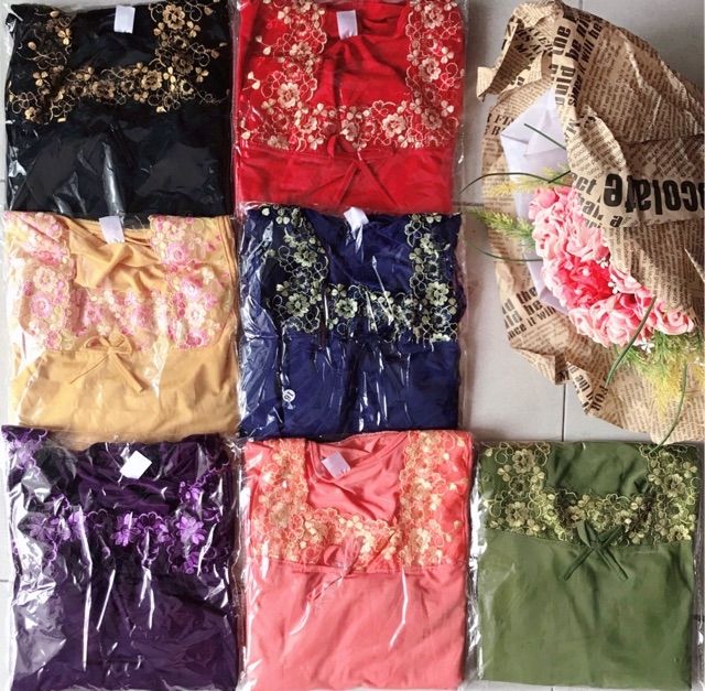 03 Bộ đồ ngủ Thun Lạnh cao cấp Thêu Ren freesize từ 35kg -&gt;65kg (giao 3 bộ đủ màu )