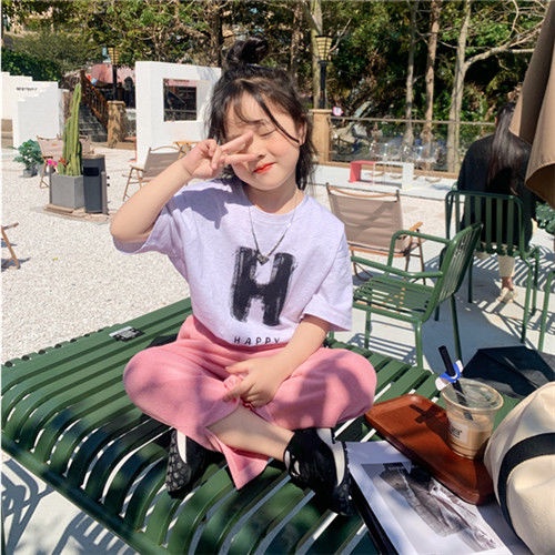 Áo Thun Cotton Tay Ngắn Cổ Tròn Thoải Mái Phong Cách Hàn Quốc Cho Bé Gái