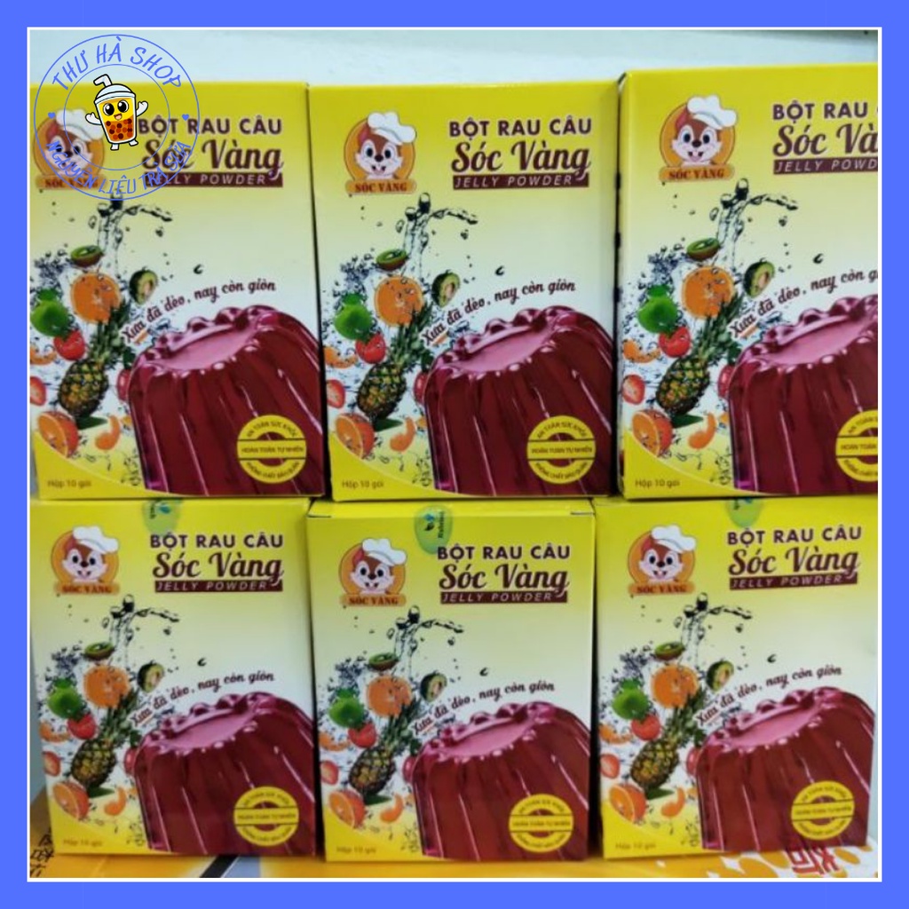 Bột rau câu sóc vàng hộp 10 gói, mỗi gói 12g