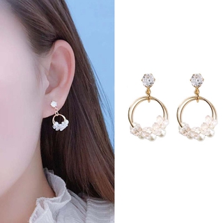 Khuyên tai kiểu đơn giản đính ngọc trai thời trang cho nữ