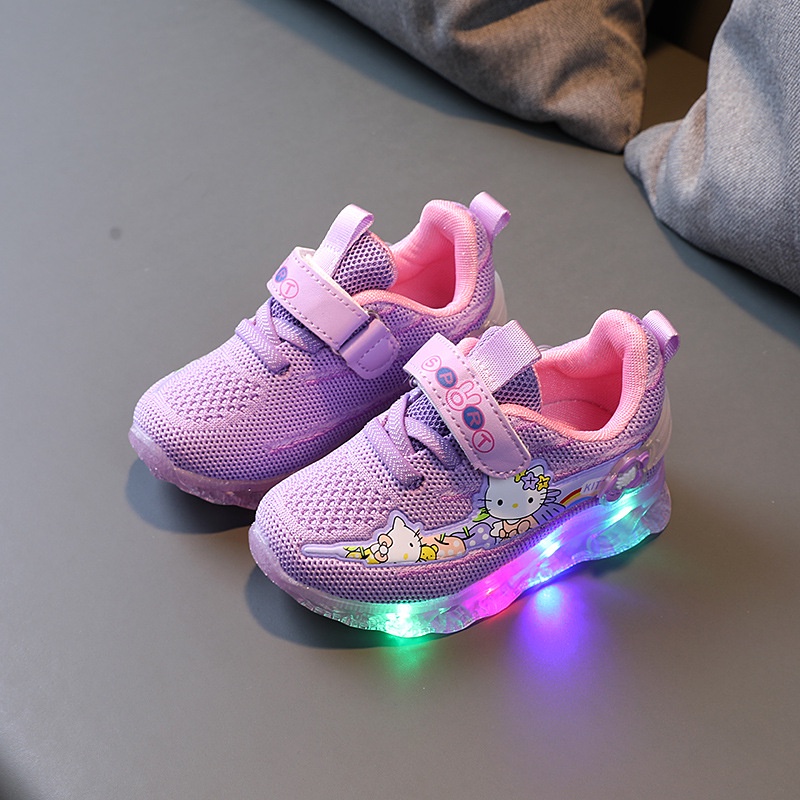 Giày Thể Thao Hello Kitty Có Đèn Led Cho Bé Size 22-31
