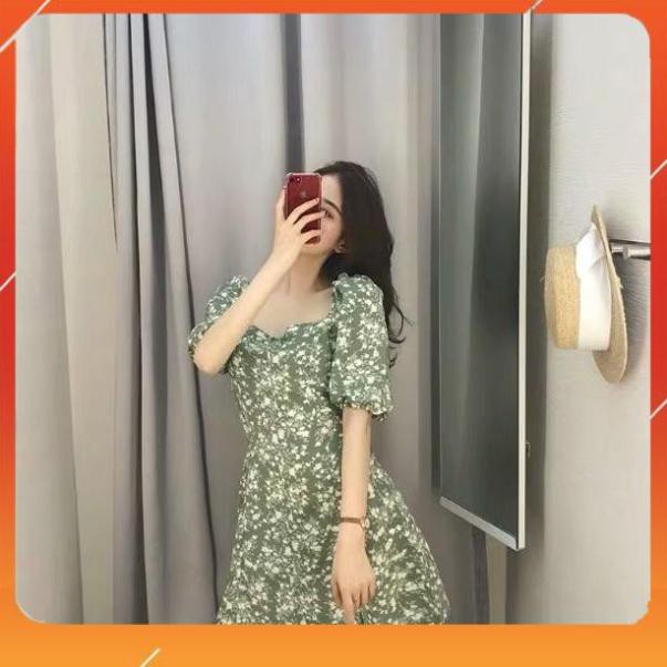 Đầm Chữ A Xanh Hoa Nhí Hở Lưng Siêu Hot Hit