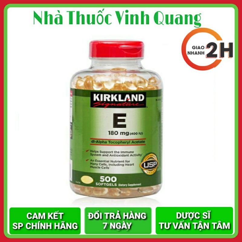 Vitamin E 400 IU 500 Viên Kirkland Của Mỹ Đẹp Da, Làm Chậm Lão Hóa [Chính Hãng]