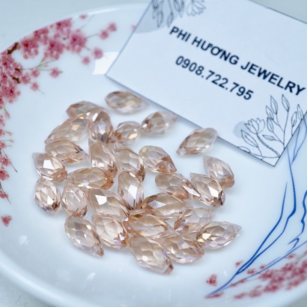 Gói 20 viên cườm phalê giọt nước cao cấp kích thước 6x12mm, trong suốt lấp lánh làm trang sức trang trí
