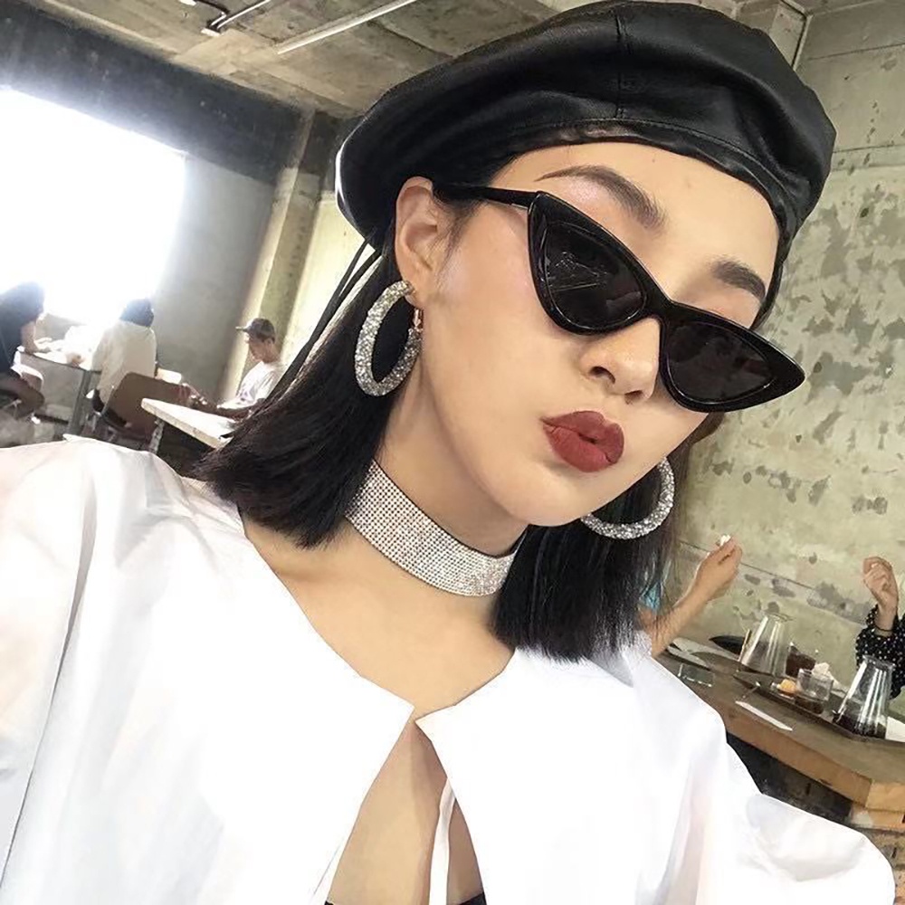 Kính mát hình tam giác chống tia UV gọng nhiều màu sắc thời trang cổ điển cho nữ