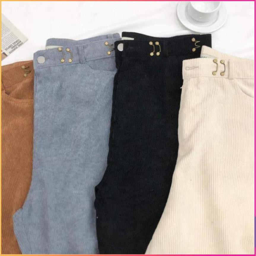 1hitshop Quần Dài Nhung Gân DONI PANTS Form Suông Phối Móc Gài Eo Ulzzang