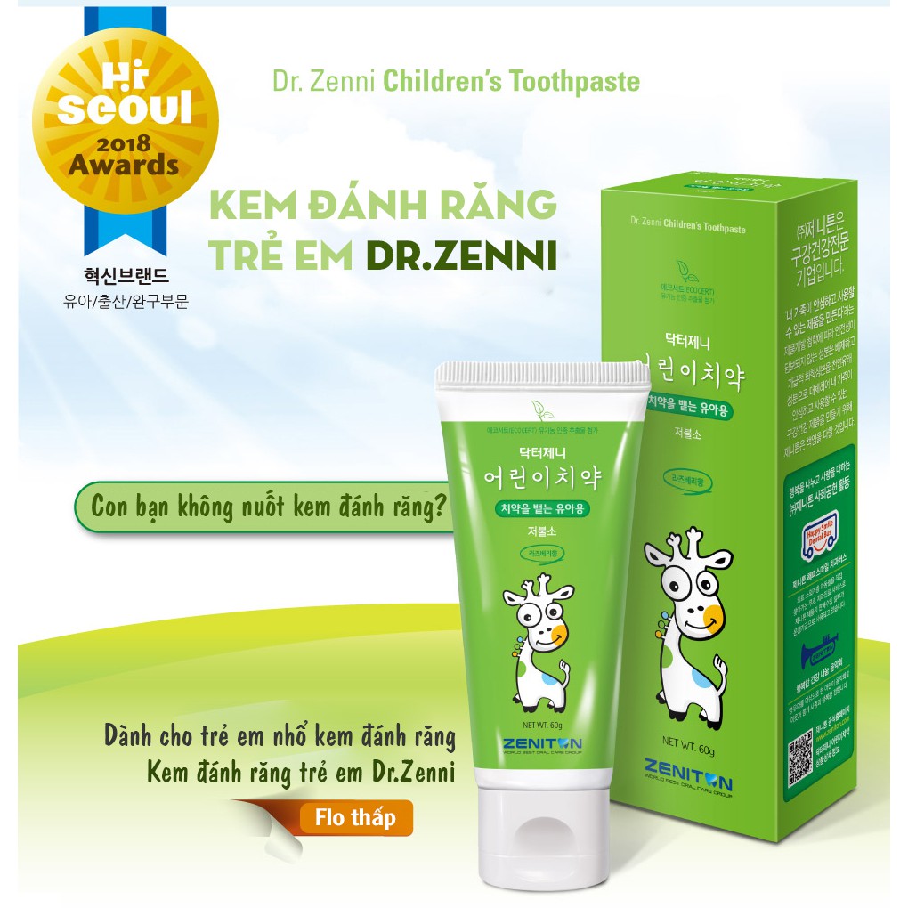 Kem đánh răng trẻ em ít Flouride Dr.Zenni