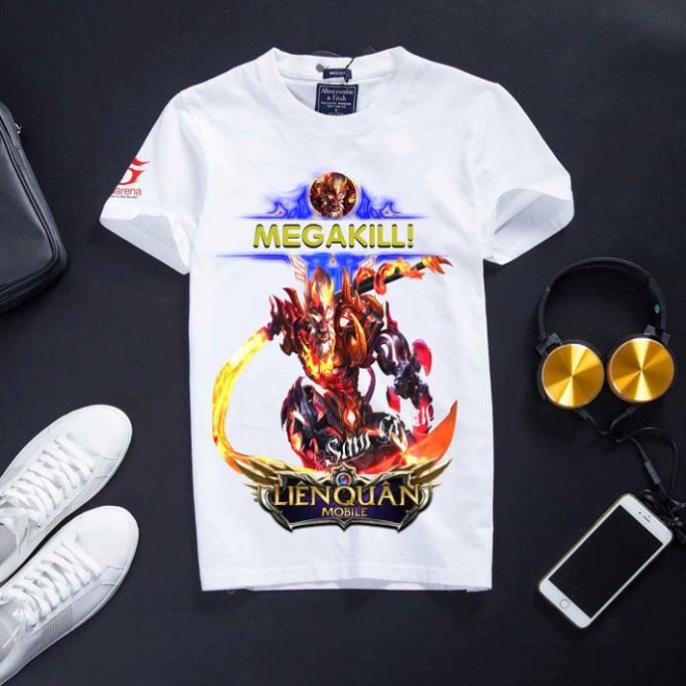 Áo Liên Quân Mobile Cổ Tròn Cotton Màu Trắng ngộ không megakill