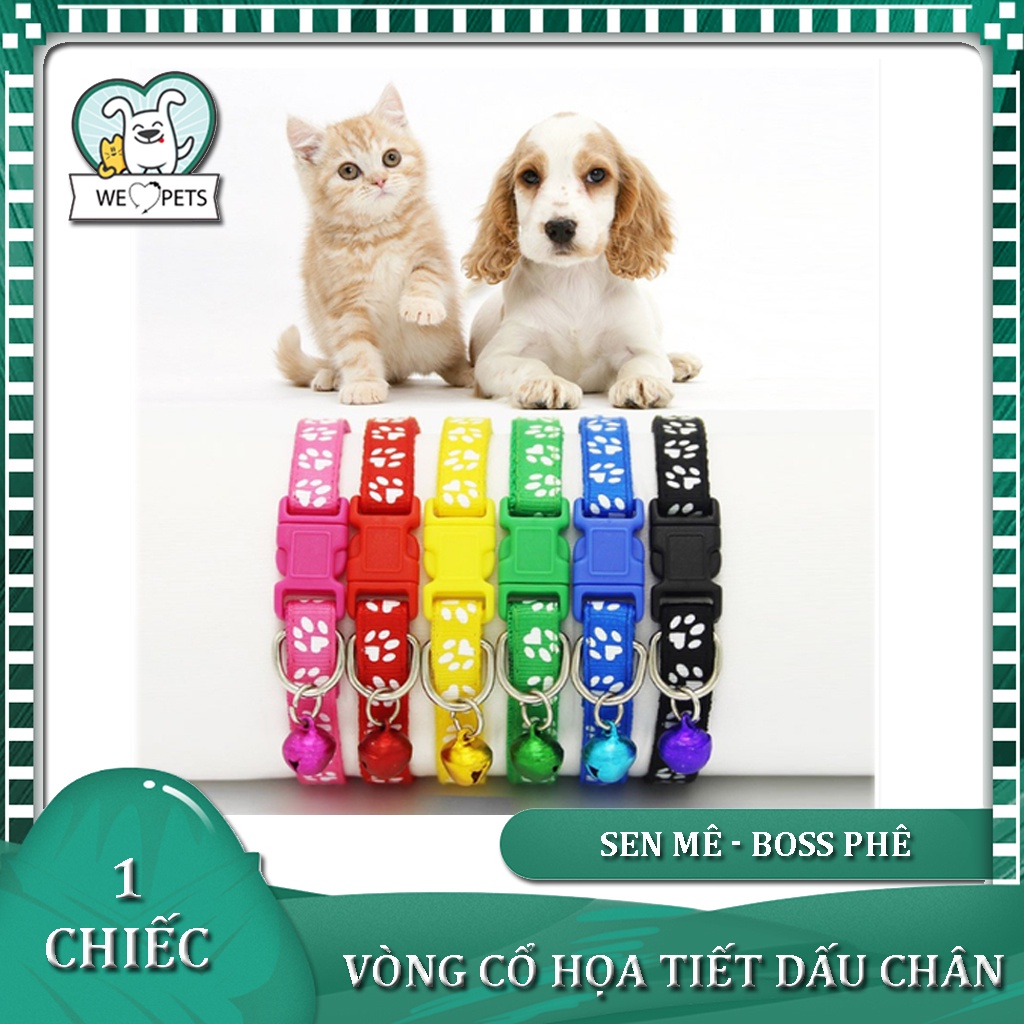 Vòng cổ cho chó mèo nhỏ dưới 5kg họa tiết dấu chân - Lida Pet Shop