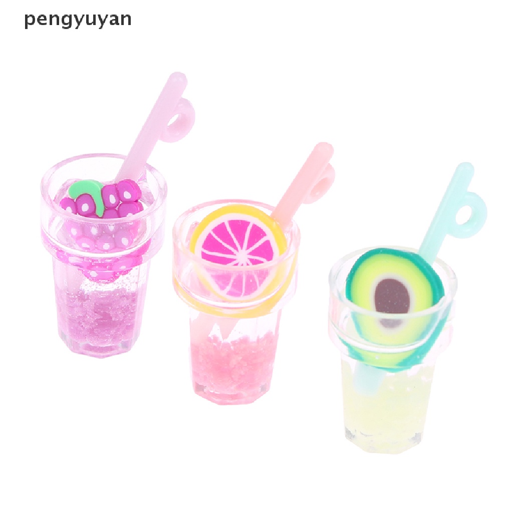 [pengyuyan] Set 10 Hạt Nhựa Resin 3D Phát Sáng Trong Bóng Tối Hình Cốc Uống Nước Hoạt Hình / Móc Khóa / Vòng Tay / Nhẫn / Dây Chuyền Diy