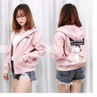 Khoác bomber Snoopy kaki 2 lớp