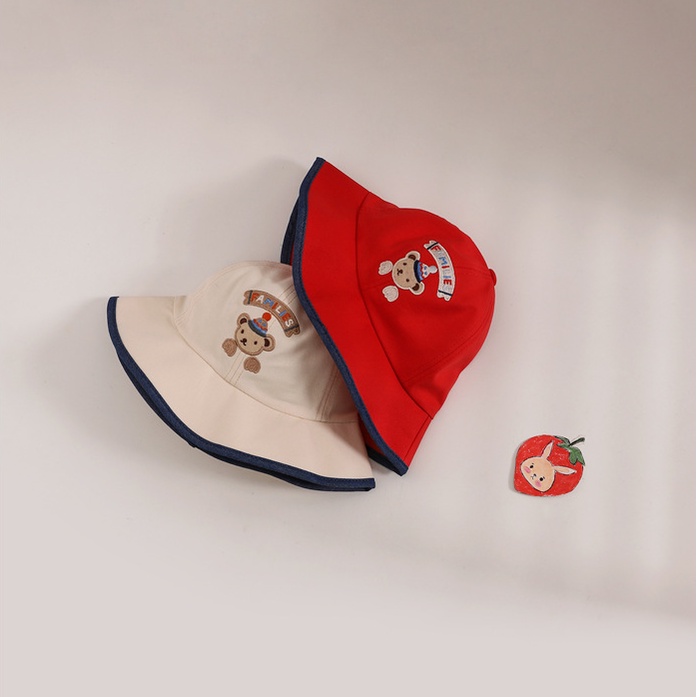 Nón Tai Bèo Che Nắng Thêu Họa Tiết Gấu Hoạt Hình Dễ Thương Thời Trang Cho Bé