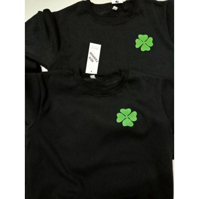 Áo đôi sweater thu đông cỏ 4 lá ý nghĩa, vải nỉ mặc ấm phong cách basic