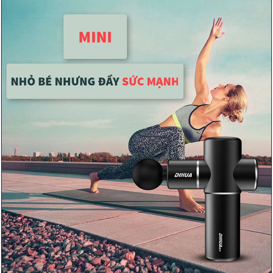 BH CHÍNH HÃNG 2 NĂM- Súng Massage Cầm Tay mini CAO CẤP NHẬP KHẨU NGUYÊN KIỆN 4 Đầu 30 Chế Độ