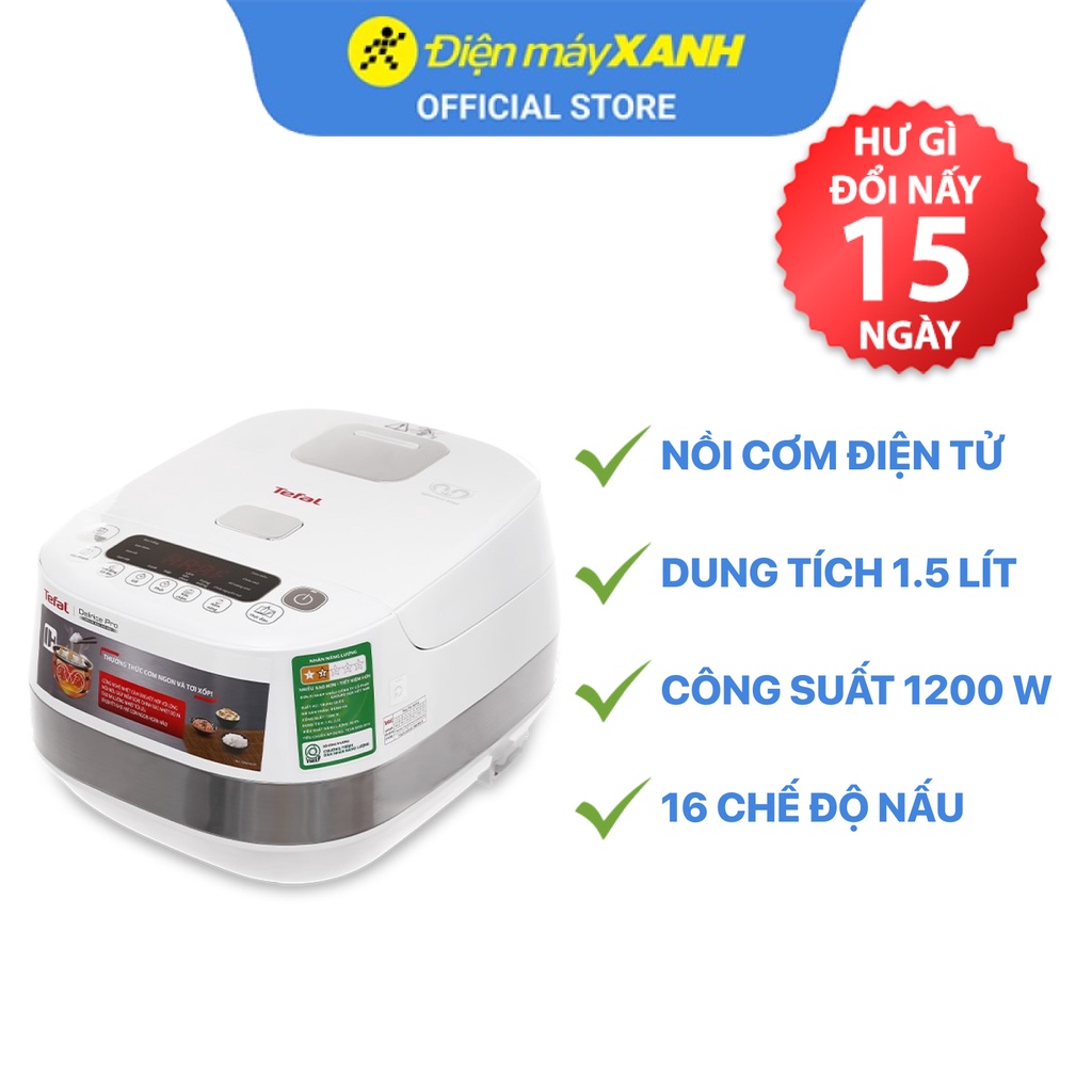 Nồi cơm điện cao tần Tefal RK808168 1.5 lít 1200 W lòng nồi chống dính - Chính hãng BH 24 tháng