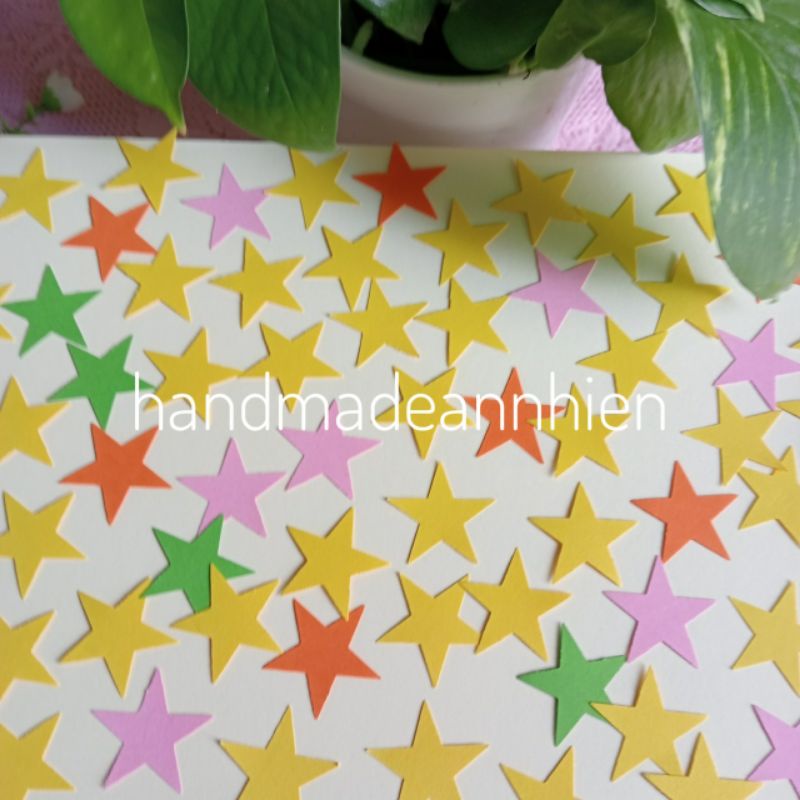 40 hình NGÔI SAO, size 3.1cm, bằng giấy màu - hình trang trí thiệp, bưu thiếp, bao lì xì, phong thư, lớp học, mầm non