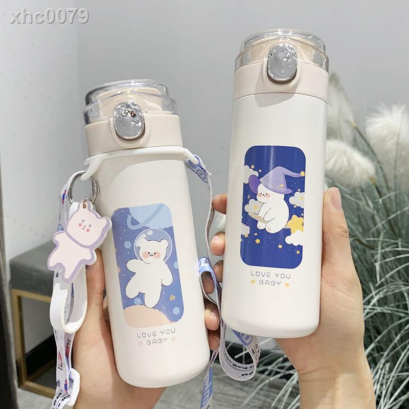 Thermos Bình Nước Giữ Nhiệt Thiết Kế Đơn Giản Phong Cách Harajuku Cho Bé Gái