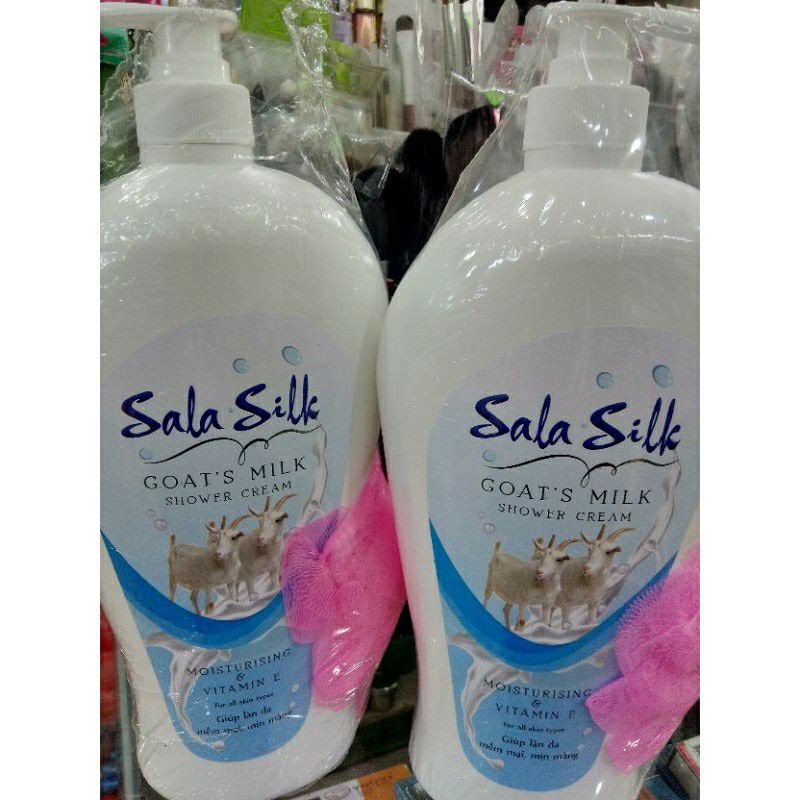 [Tặng kèm Bông tắm] Sữa tắm dê Sala Silk Goat's Milk 1.2L