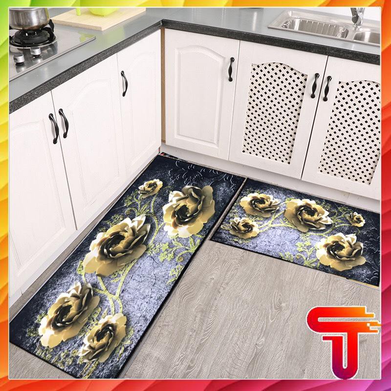 Thảm Bếp Bộ Đôi - Thảm Lót Chân Chống Trượt - SET 2 THẢM ĐẾ DÀY HÀNG CAO CẤP : 40x60cm và 40x1m2 TANOSA