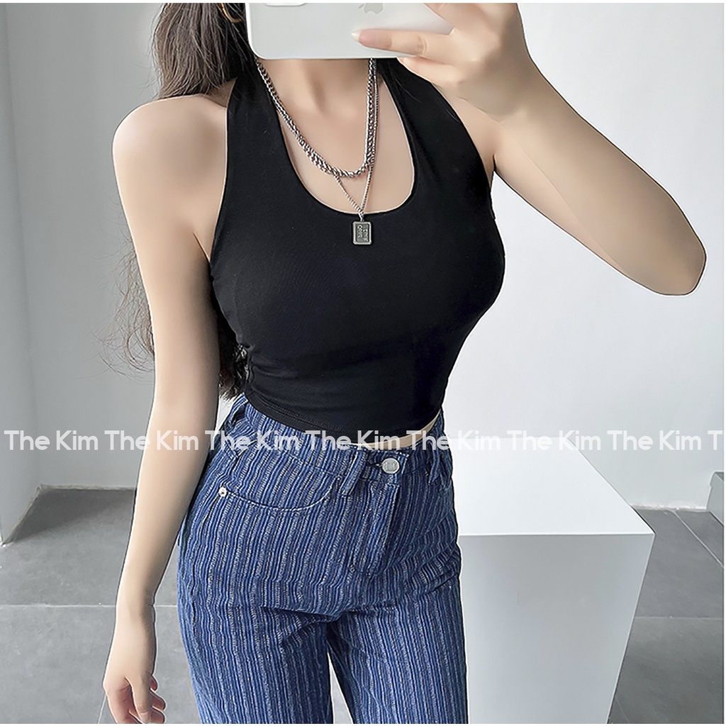 Áo thun cổ yếm khoét ngực ôm body sexy , áo phông croptop hở lưng gợi cảm The Kim A111