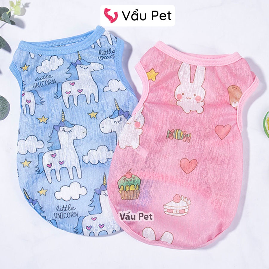 Áo cho chó mèo thun thoáng khí mùa hè - Quần áo cho chó poodle, con, lớn, mèo, thú cưng Vẩu Pet Shop