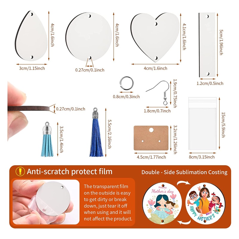 Set 219 Bông Tai Gỗ Trơn Kèm Móc Thời Trang