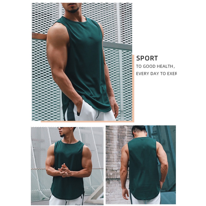 [ GYMEN ] Áo Thun Ba Lỗ Trơn Thể Thao Nam Cổ Tròn Big Size Co Giãn Thun Lạnh PE Co Cao Cấp Nhanh Khô Thấm Hút Mồ Hôi Tốt Form Rộng Áo Tay Tank Top Áo Tập Gym Chạy Bộ Chuyên Streetwear Cầu Lông
