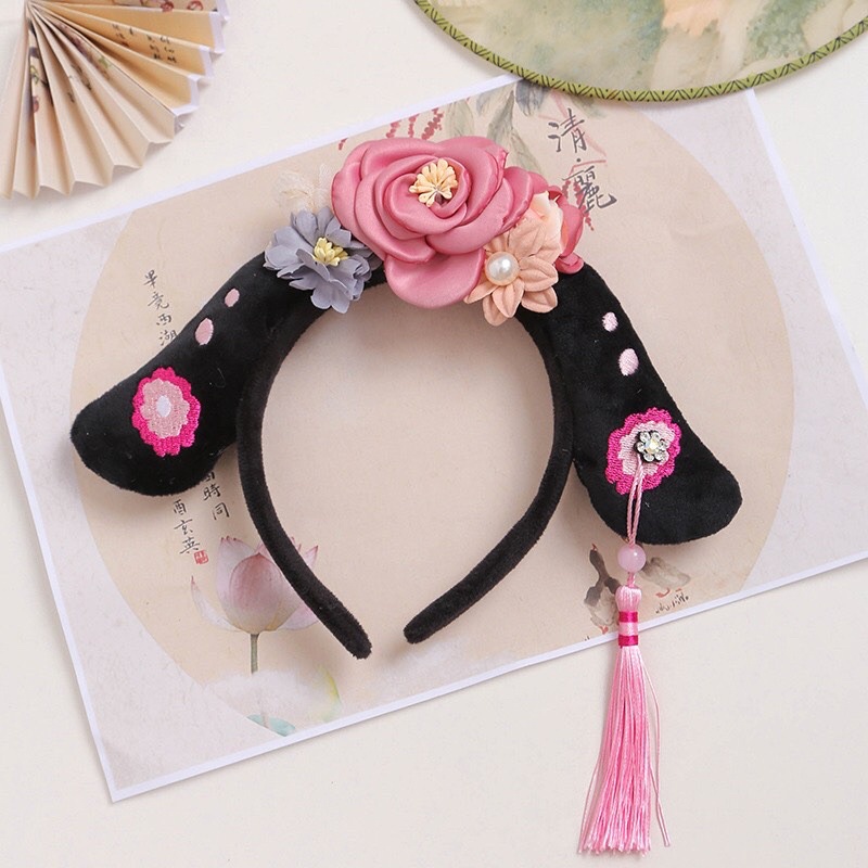 Băng đô cài tóc vải bông phong cách Trung Hoa dễ thương cho nữ