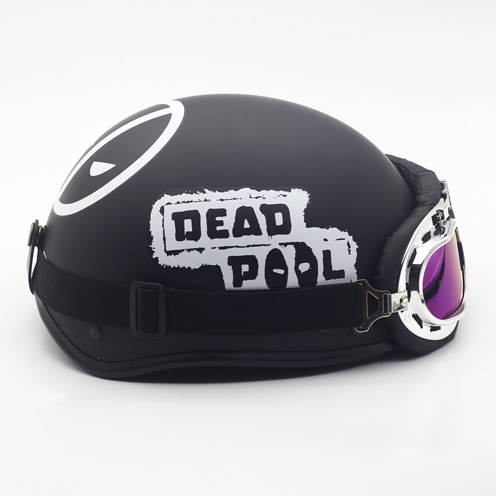Mũ bảo hiểm nửa đầu Deadpool chữ trắng - Mũ 1/2 cute, Thế Giới Mũ Bảo Hiểm