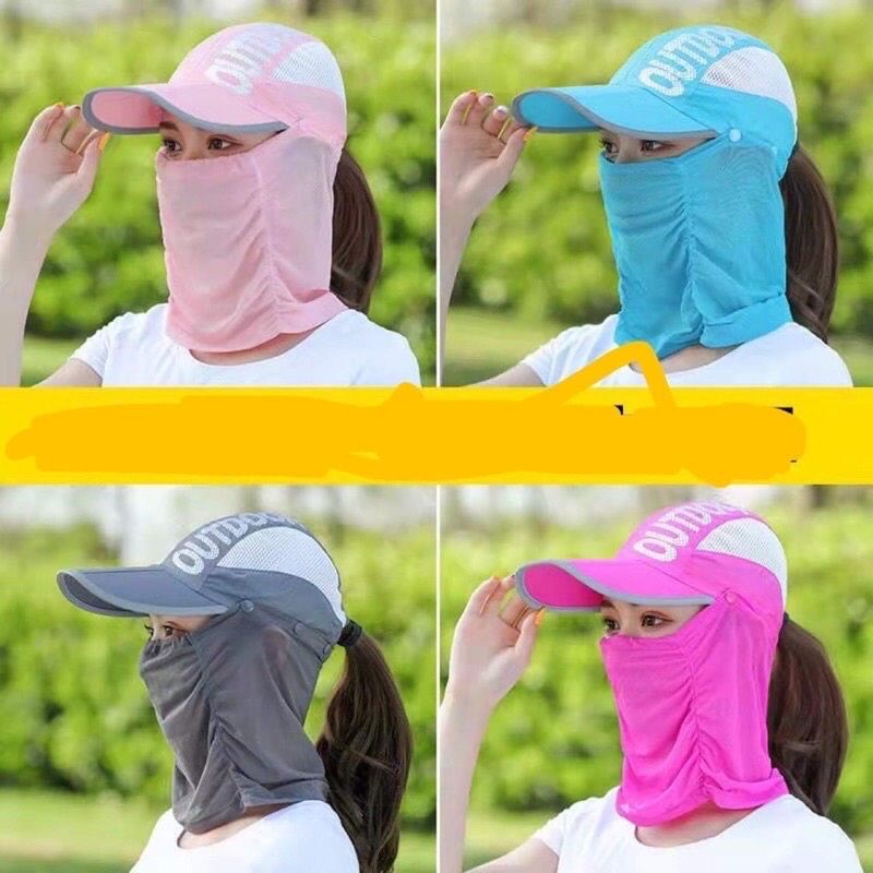 Mũ Chống Nắng Thể Thao Lưỡi Trai Kèm Khẩu Trang,Lưới Chống bụi và khăn