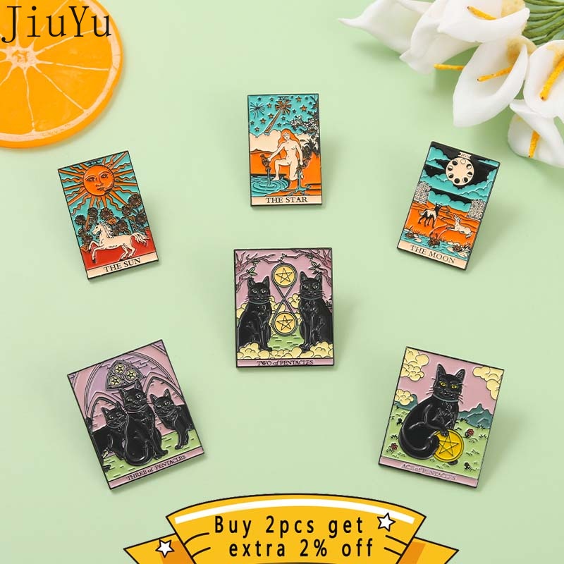 Ghim Cài Áo Hình Lá Bài Tarot Màu Đen Cá Tính