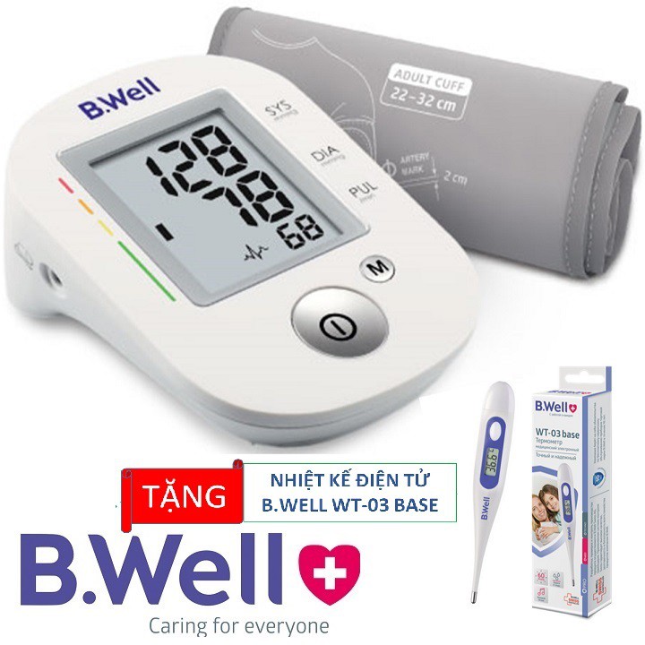 COMBO MÁY ĐO HUYẾT ÁP CAO CẤP B.WELL PRO-35 HÀNG THỤY SỸ + TẶNG NHIỆT KẾ ĐIỆN TỬ B.WELL WT-03 - PRO-