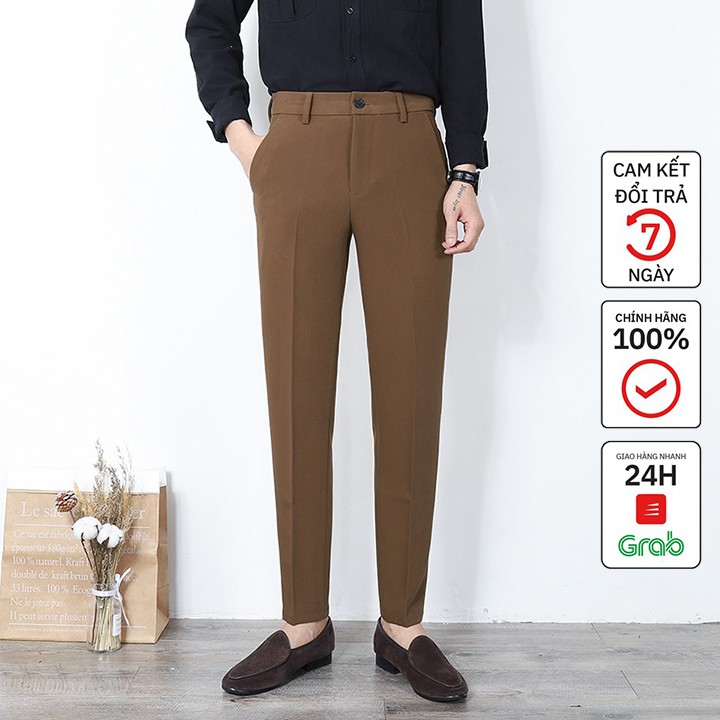 Quần tây nam kiểu dang baggy ống côn vải co giãn | BigBuy360 - bigbuy360.vn