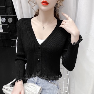 [Order] Áo croptop len mỏng ren