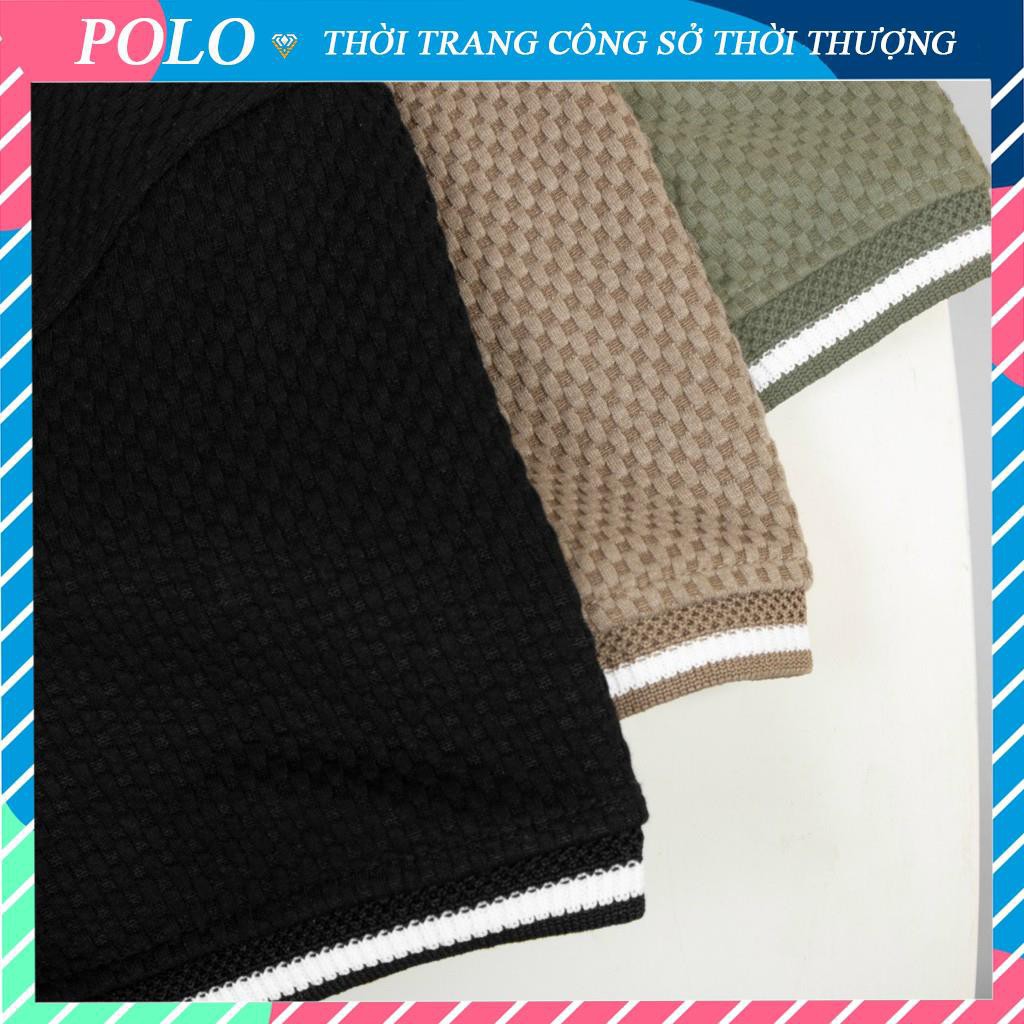 Áo Polo Nam Cổ Bẻ Vải Cotton Dệt Ô Cao Cấp, Áo  Nam Có Cổ Basic 3 Màu Hàng Xuất Khẩu Cao Cấp Thoáng Mát