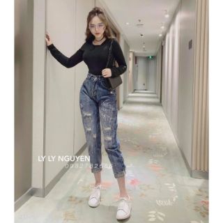 Quần baggy jean in 221 kèm hình thật