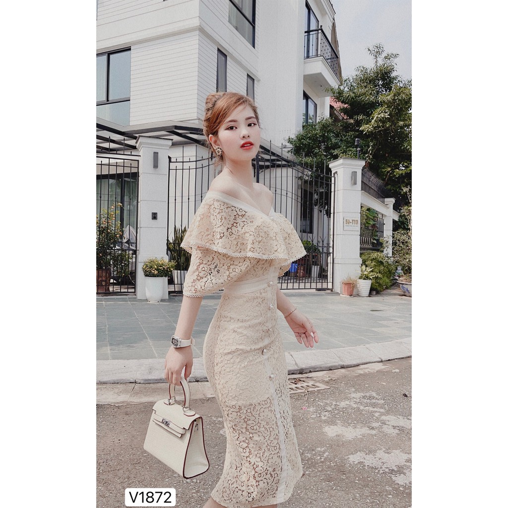 Váy ren be trễ vai body V1872 Anlee DVC - Kèm ảnh thật trải sàn do shop tự chụp