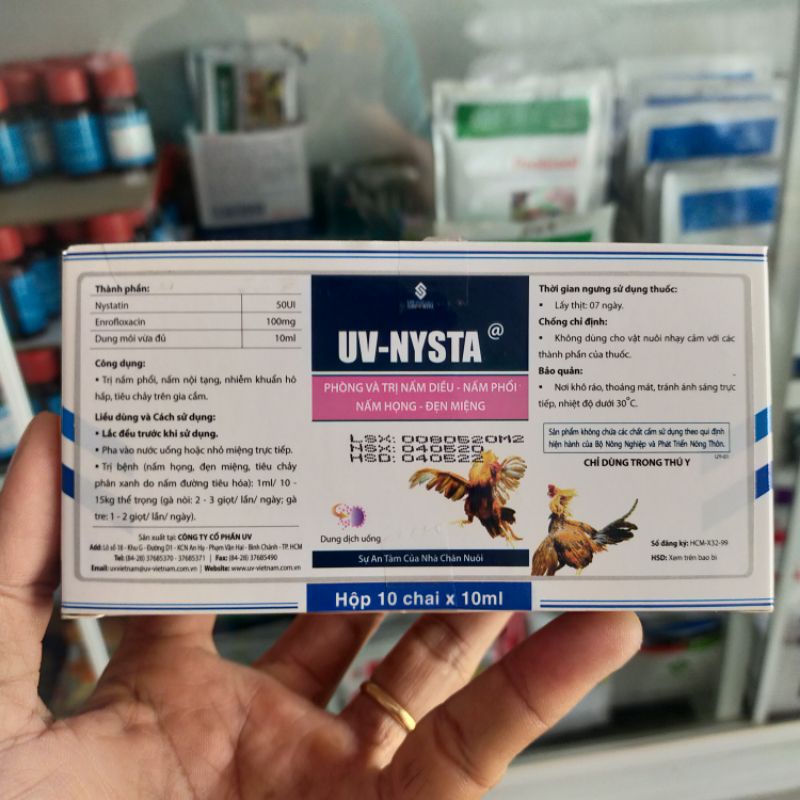 UV- Nista chữa Nấm diều, nấm phổi, nấm họng, đẹn miệng cho gà đá