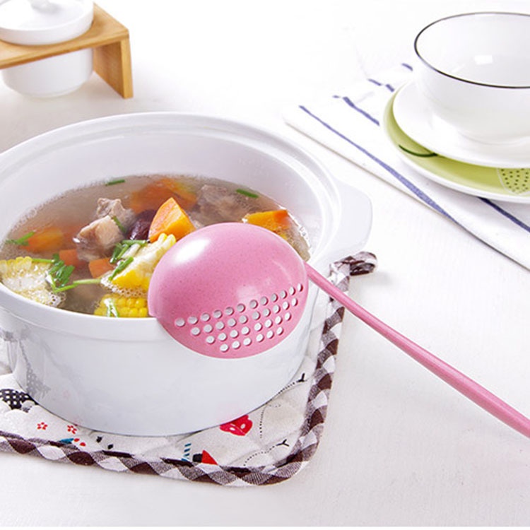 Muỗng Lọc Cán Dài Bằng Nhựa Hai Trong Một Tiện Lợi Dành Cho Nhà Bếp