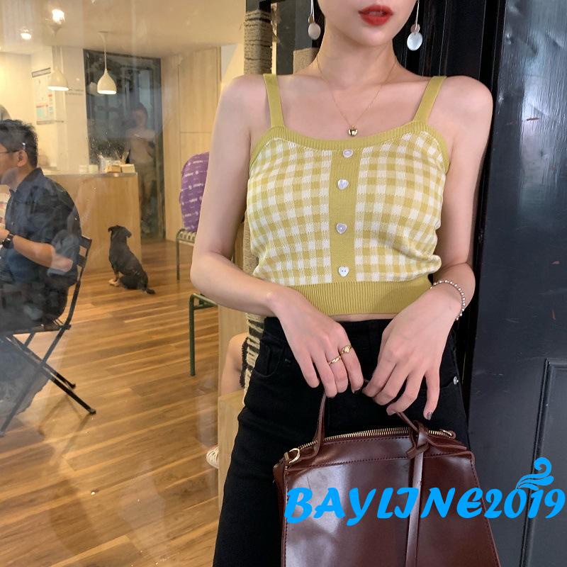 Áo Lửng Hai Dây Họa Tiết Ca Rô Quyến Rũ Dành Cho Nữ