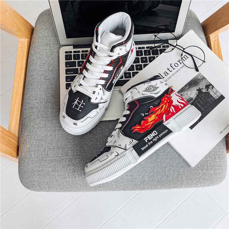 Giày thể thao cổ cao in họa tiết anime Demon Slayer: Blade thời trang cá tính cho nam nữ