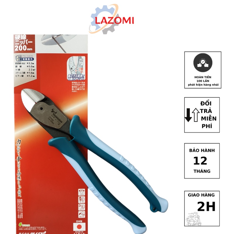 Kìm cắt dây cứng tay cầm đàn hồi Tsunoda PW-322DG/324DG made in JAPAN