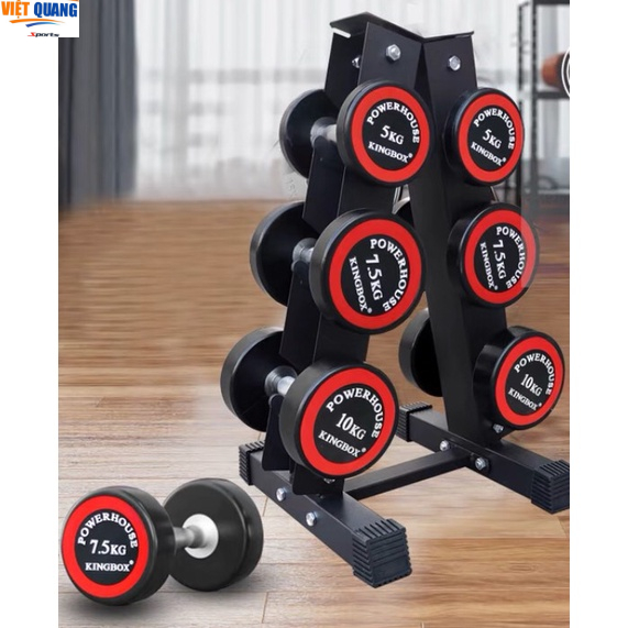 Tạ tay lõi Gang đặc KINGBOX 10kg bọc cao su Hàng Nhập Khẩu