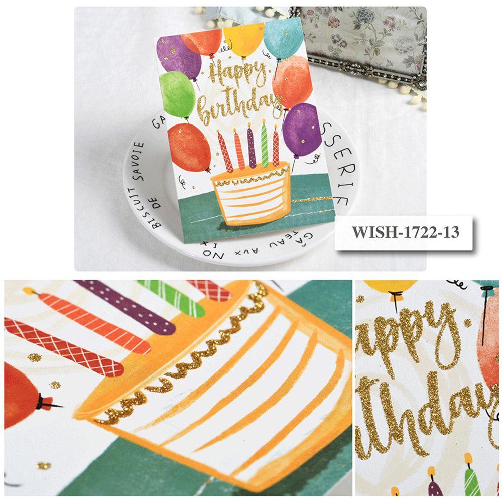 YNATURAL Thiệp Chúc Mừng Sinh Nhật Dập Nổi Màu Đồng Thiết Kế Đơn Giản Nhiều Kiểu Dáng