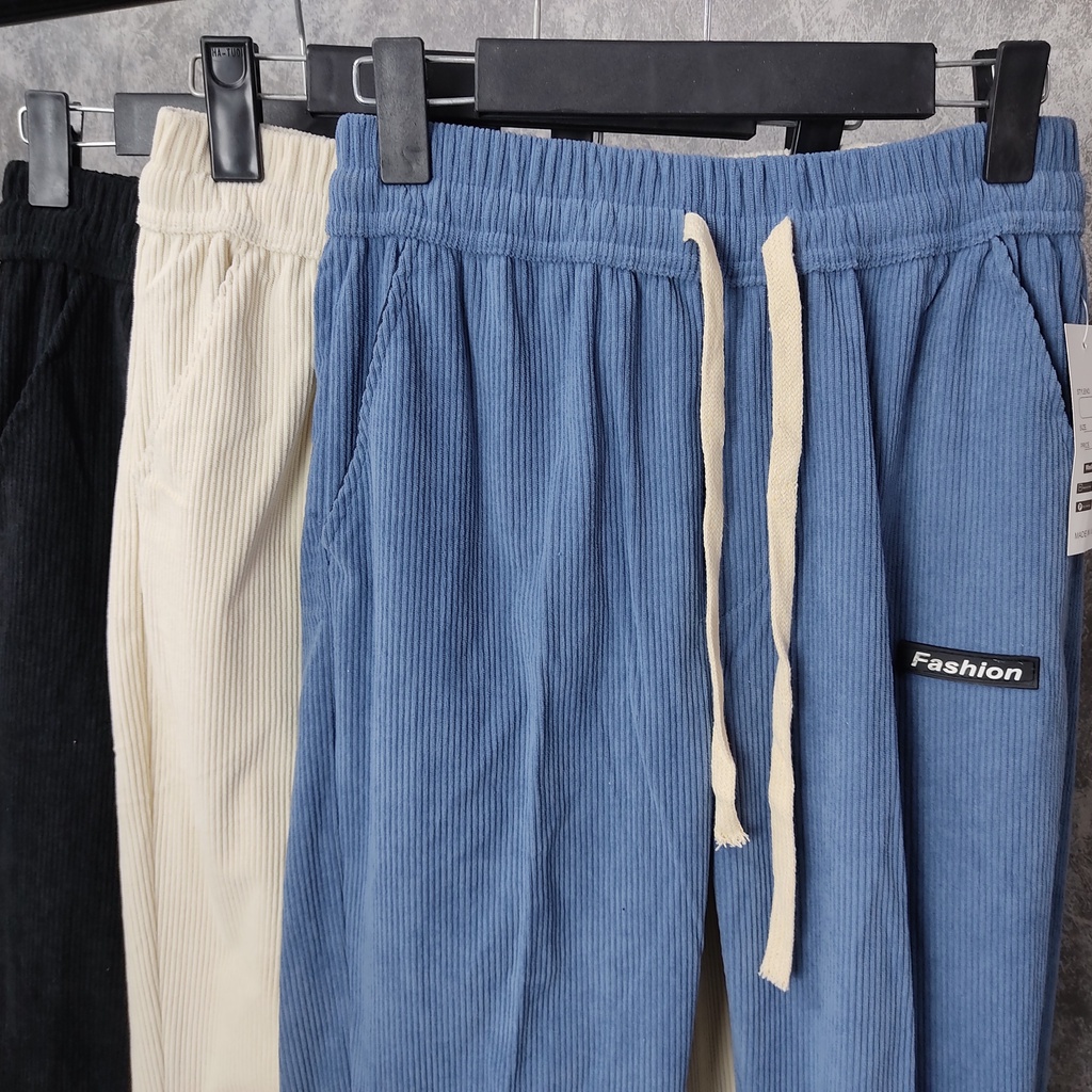 Quần jogger nam nữ nhung tăm 3655, quần len tăm unisex thu đông bo gấu Joker, Joger, Thể Thao