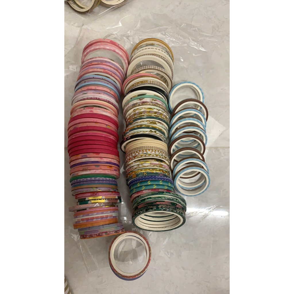 Washi tape 1k giá rẻ cho học sinh, washi trang trí bullet journal Combo 10 cuộn washi Tape super mini siêu dễ thương