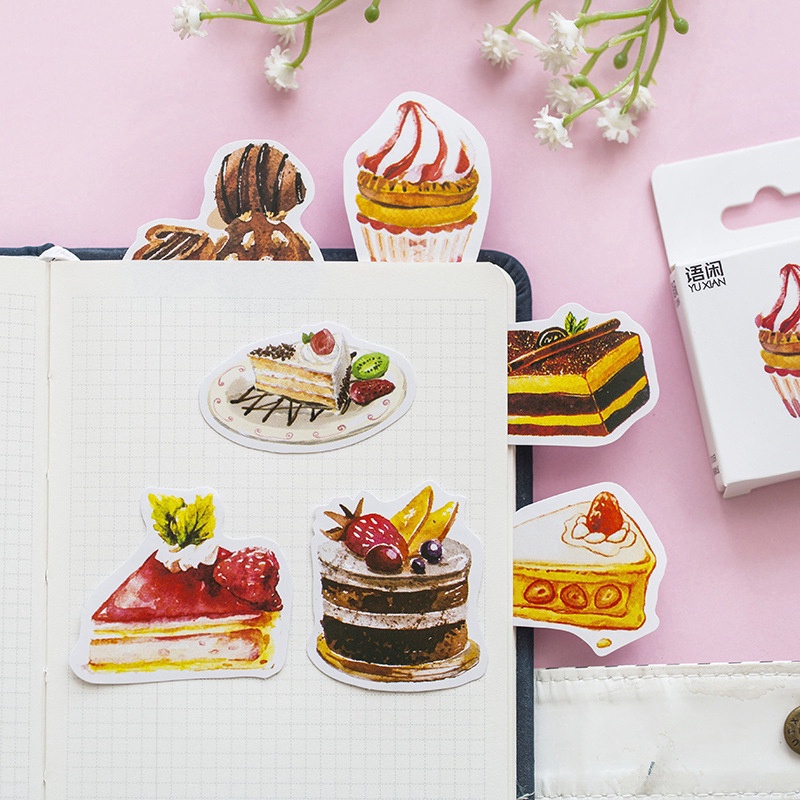 [HD18] Bộ 50 hình dán sticker Bánh Ngọt dễ thương trang trí sổ tay DIY