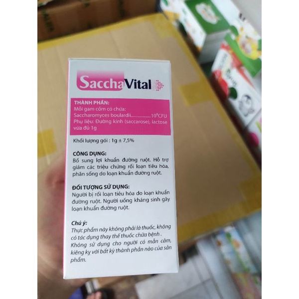 Saccha Vital cân hằng hệ vi sinh đường ruột, giảm rối loạn tiêu hóa, tăng cường sức đề kháng, đi ngoài, phân sống