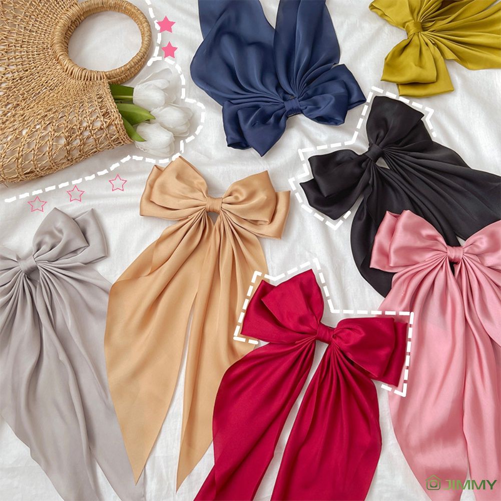 Kẹp tóc Retro Big Bow tóc Clip trở lại đầu tóc sửa chữa Clip Ins màu đen và màu đỏ khí mùa xuân Clip Mũ kẹp tóc