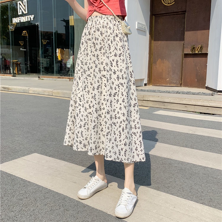 COZOK Chân Váy Hoa Lưng Cao Thời Trang Hàn Quốc Xinh Xắn